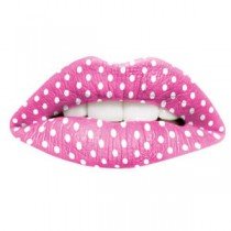 Pink Polka Dot Print Temporary Lip Tattoo