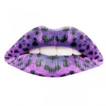 Purple Leopard Print Temporary Lip Tattoo