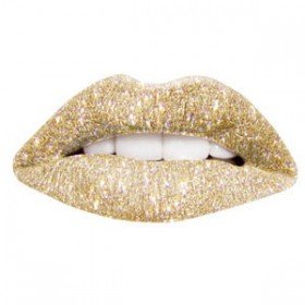 Gold Glitter Print Temporary Lip Tattoo